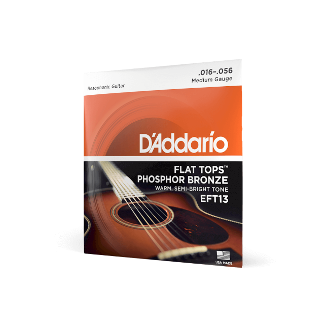 D'Addario EFT13 Flat Tops Saiten für Akustikgitarre, Resonatorgitarre, Phosphorbronze, 16-56