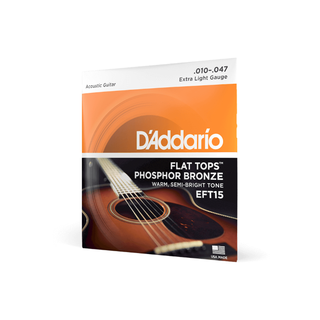 D'Addario EFT15 Flat Tops Saiten für Akustikgitarre, Phosphorbronze, Extra Light, 10-47