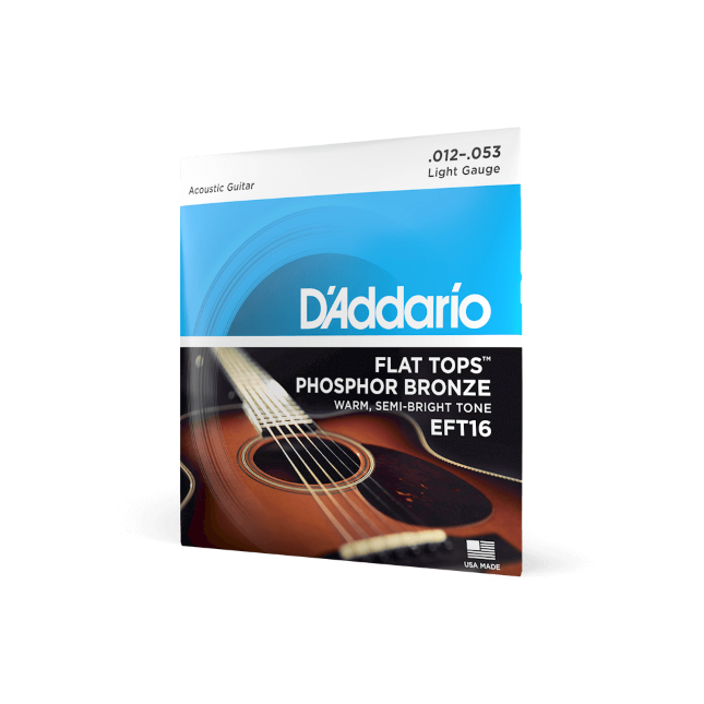 D'Addario EFT16 Flat Tops Saiten für Akustikgitarre, Phosphorbronze, Light, 12-53