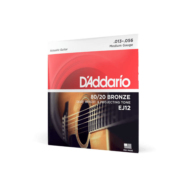 D'Addario EJ12 Saiten für Akustikgitarre, 80/12 Bronze, Medium, 13-56