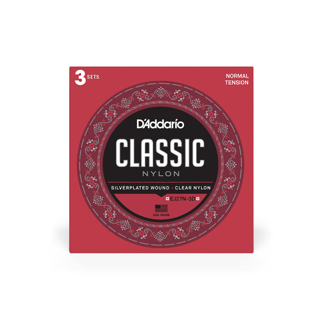 Normal Tension, Classic Nylon Student Classical Guitar Strings 3-Pack