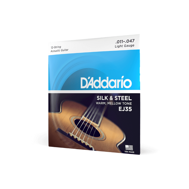 D'Addario EJ35 Silk & Steel Saiten für 12-saitige Folk-Gitarre, 11-47