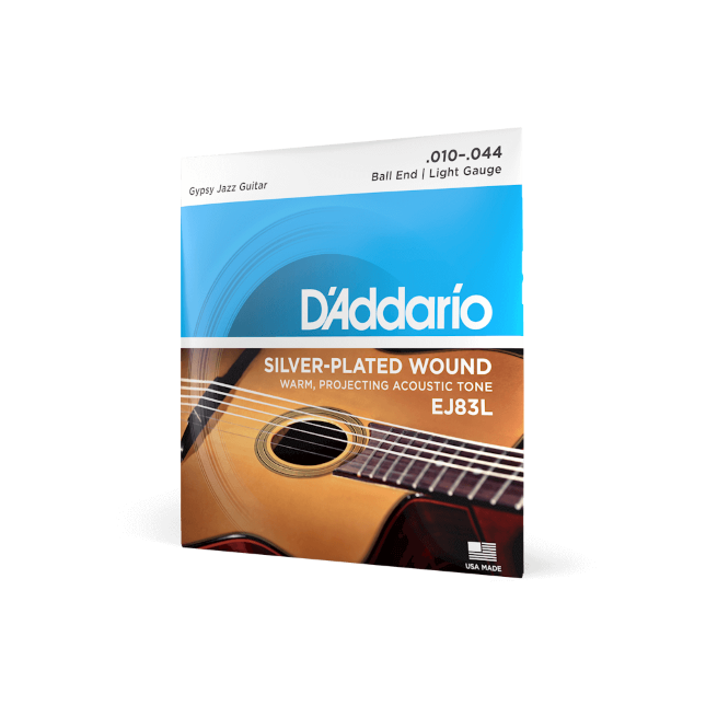D'Addario EJ83L Gypsy Jazz, cuerdas para guitarra acústica, terminación de bola, blandas, 10-44