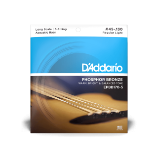 D'Addario EPBB170-5 Saiten für 5-saitige Akustik-Bassgitarre, Phosphorbronze, 45-130, Long Scale