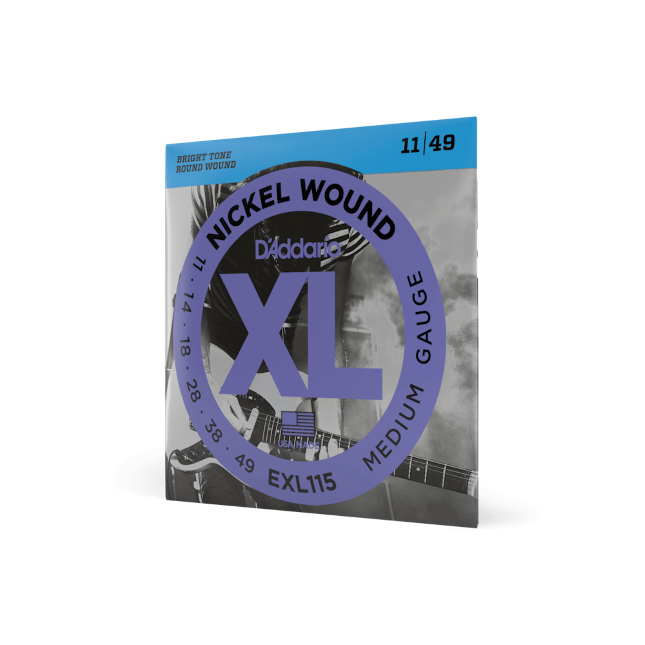 D'Addario EXL115, cuerdas con entorchado en níquel para guitarra eléctrica, tensión media para Blues-Jazz Rock, 11-49