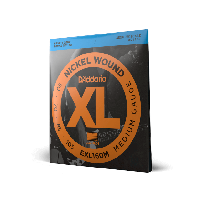 D'Addario EXL160M Saiten für Bassgitarre, mit Nickel umsponnen, Medium, 50-105, Medium Scale