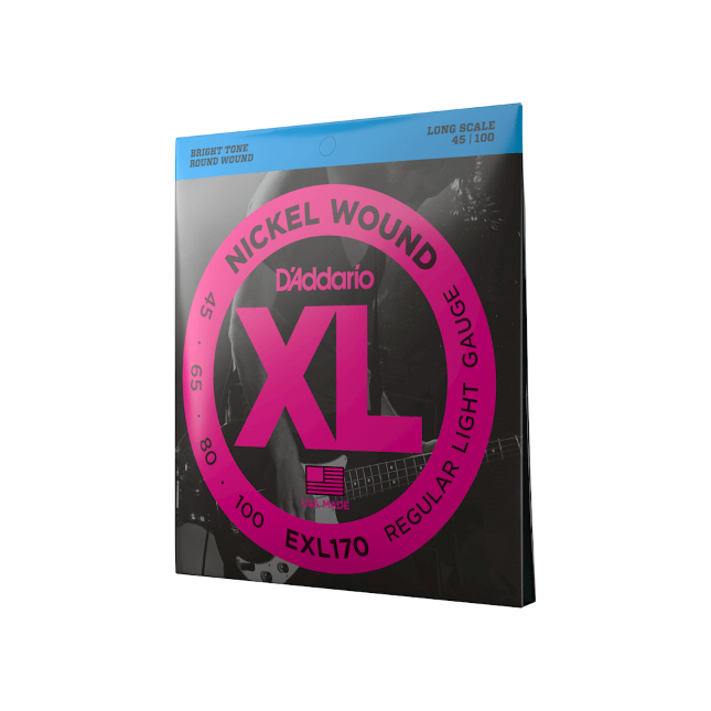D'Addario EXL170, cuerdas para bajo con entorchado en níquel, blandas, 45-100, escala larga