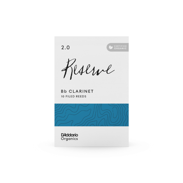 D'Addario Organic Reserve. Cañas para clarinete en Bb, fuerza 2.0, pack de 10