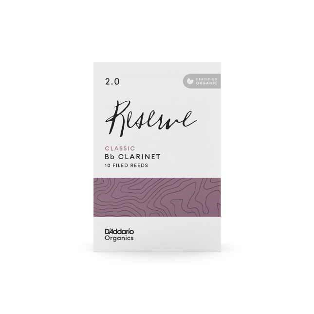 D'Addario Organic Reserve Classic. Cañas para clarinete en Bb, fuerza 2.0, pack de 10