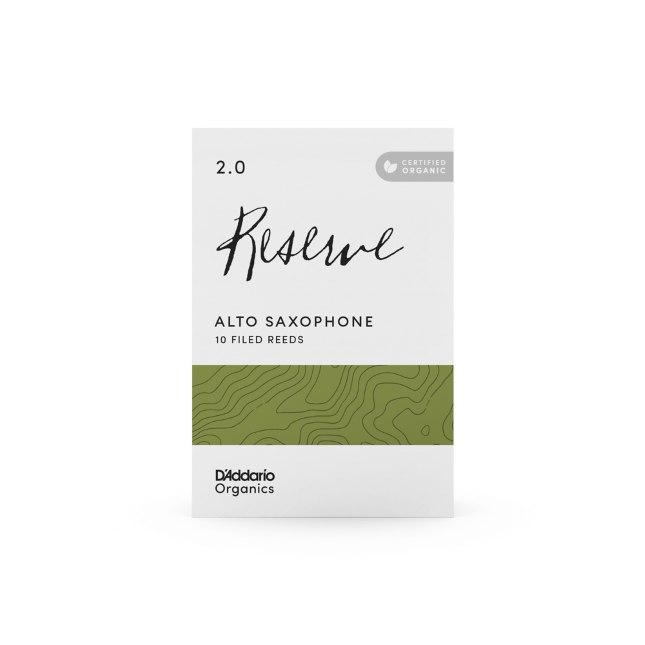 D'Addario Organic Reserve. Cañas para saxofón alto, fuerza 2.0, pack de 10