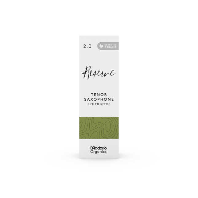 D'Addario Organic Reserve. Cañas para saxofón tenor, fuerza 2.0, pack de 5